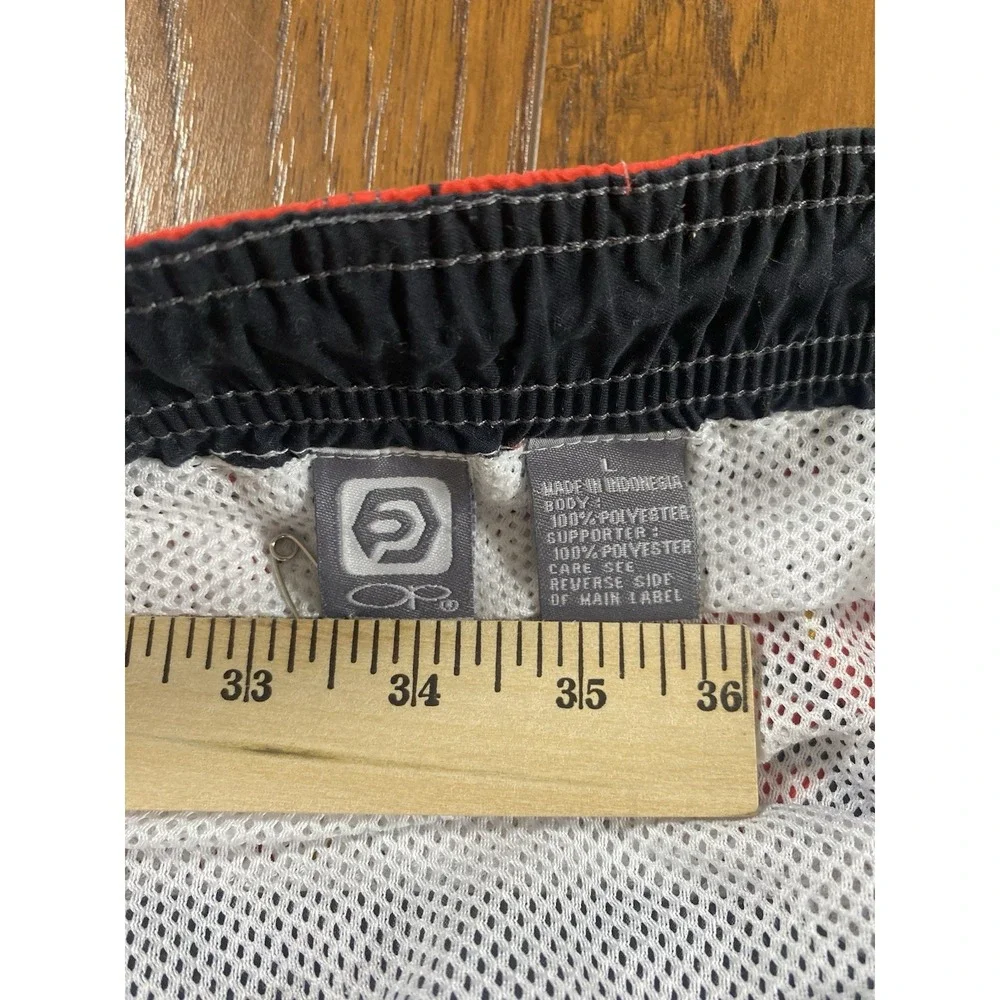 Ocean Pacific OP Mens Grey Red Dragon Print Swim Trunks Board Shorts Size L